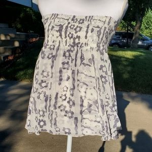 CAbi 2 layer smocked strapless top L